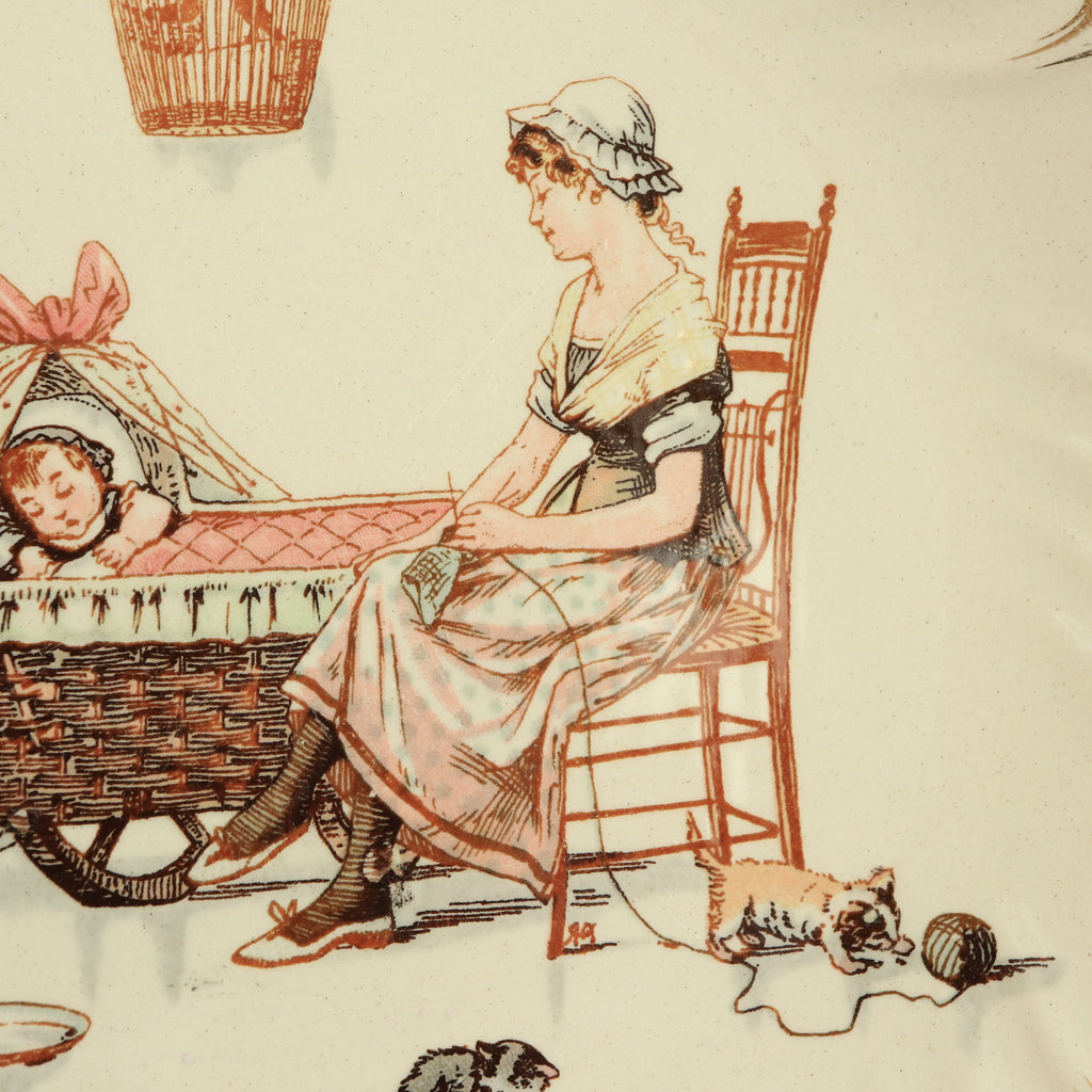 アンティーク プレート 絵皿 サルグミンヌ フランス LA NOURRICE BEBE DORT U&C SARREGUEMINES FRANCE