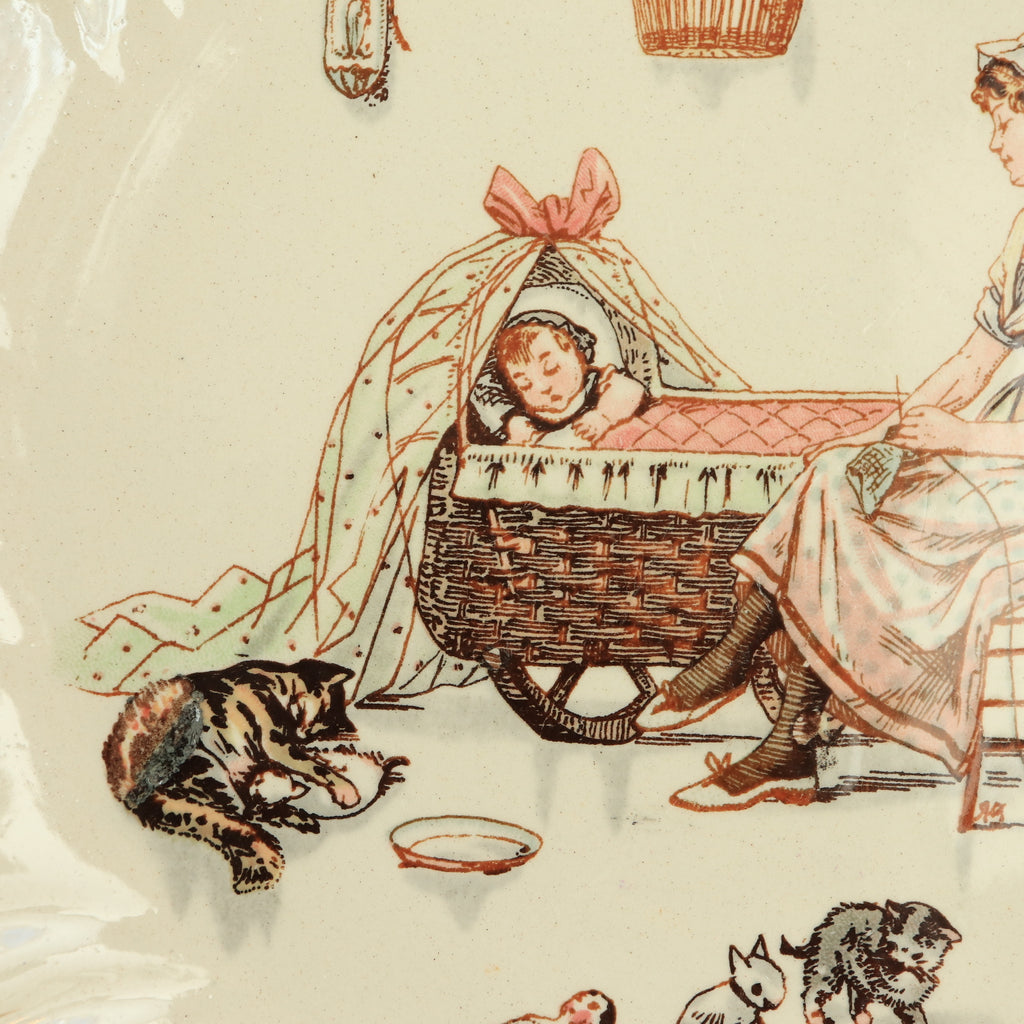 アンティーク プレート 絵皿 サルグミンヌ フランス LA NOURRICE BEBE DORT U&C SARREGUEMINES FRANCE