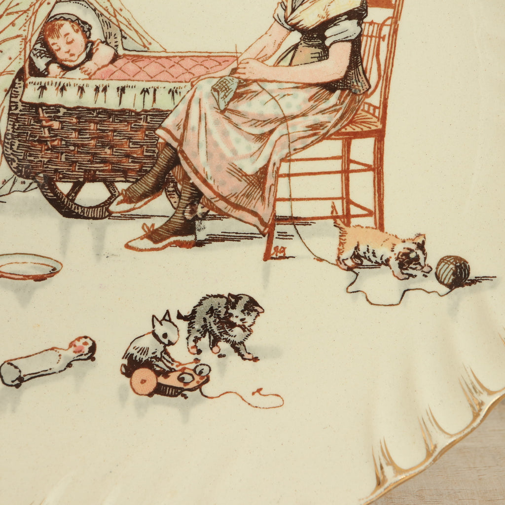 アンティーク プレート 絵皿 サルグミンヌ フランス LA NOURRICE BEBE DORT U&C SARREGUEMINES FRANCE