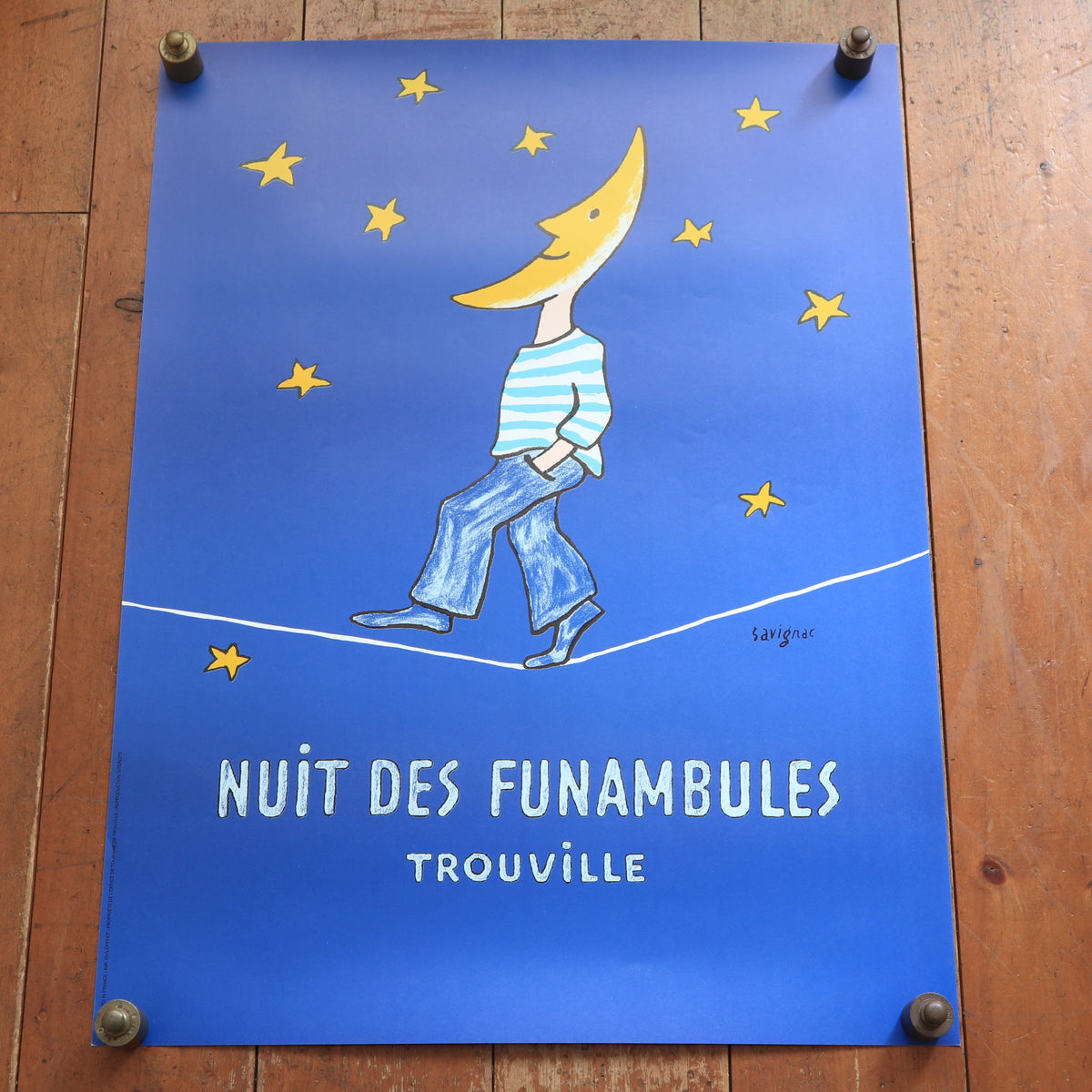レイモン・サヴィニャック 綱渡りの夜 月 ビンテージポスター Savignac NUIT DES FUNAMBULES TROUVILLE