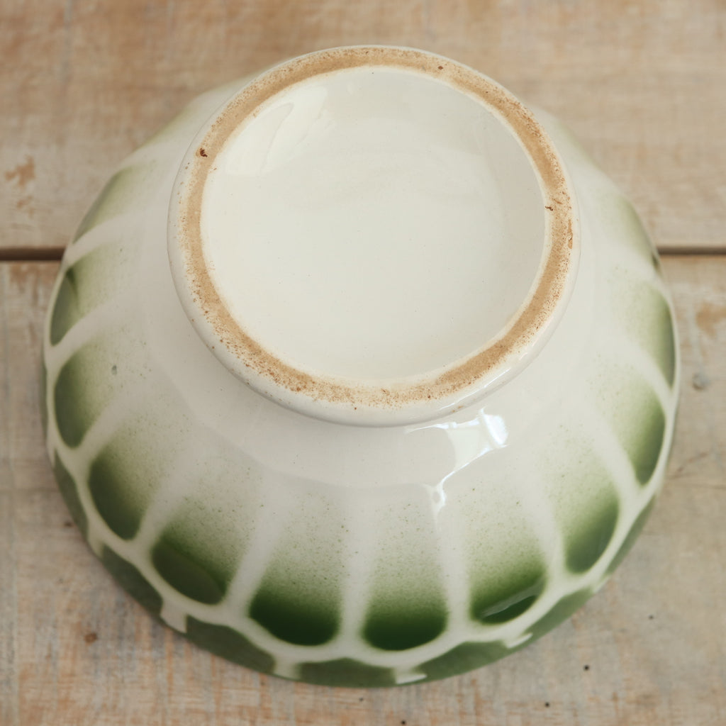 アンティーク カフェオレボウル グリーン ウロコ Moulin des Loups製