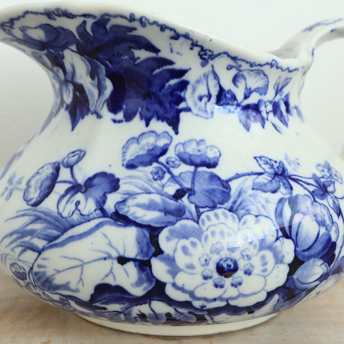 アンティーク ピシェ FLORA フランス クレイユモントロー製 Creil Montereau