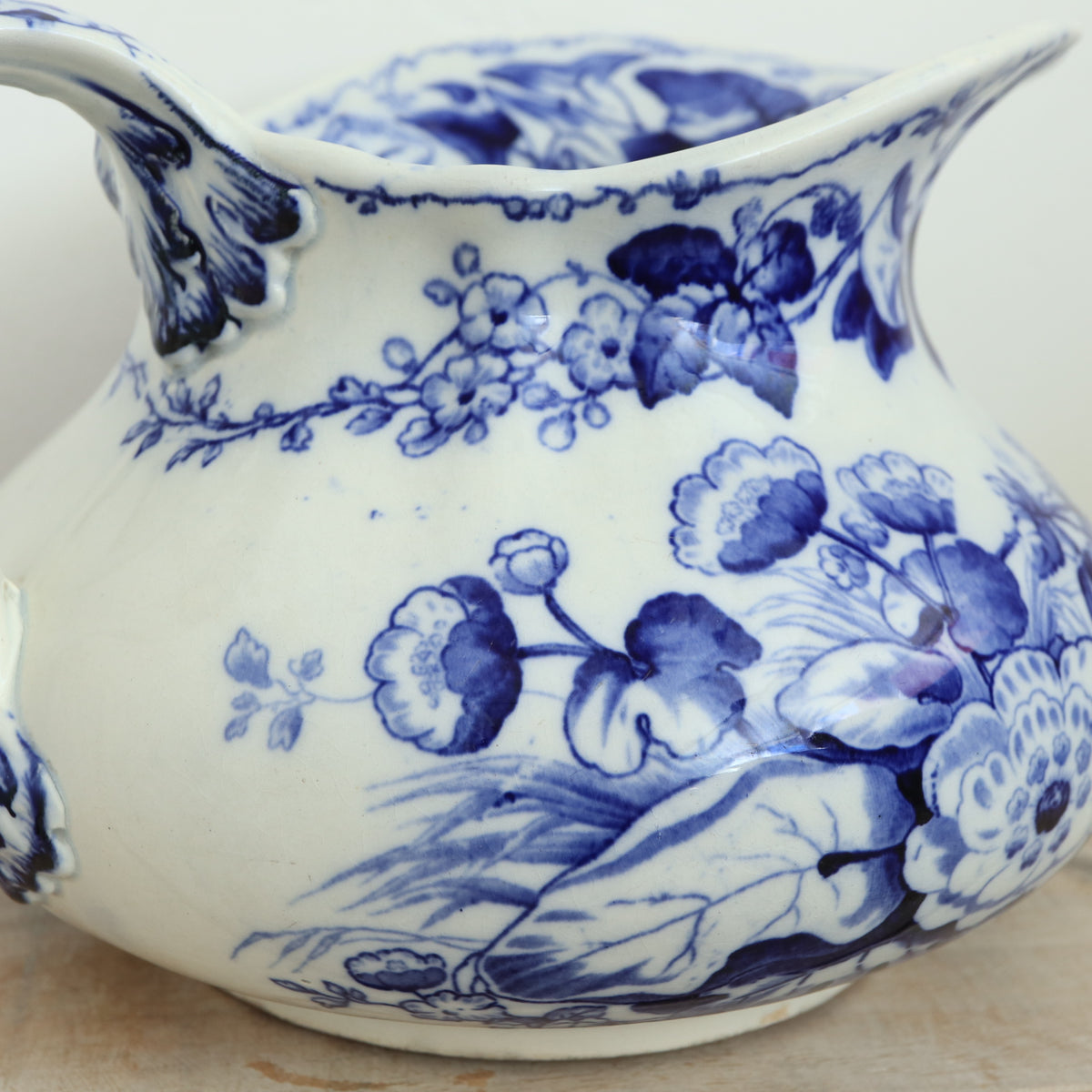 アンティーク ピシェ FLORA フランス クレイユモントロー製 Creil Montereau
