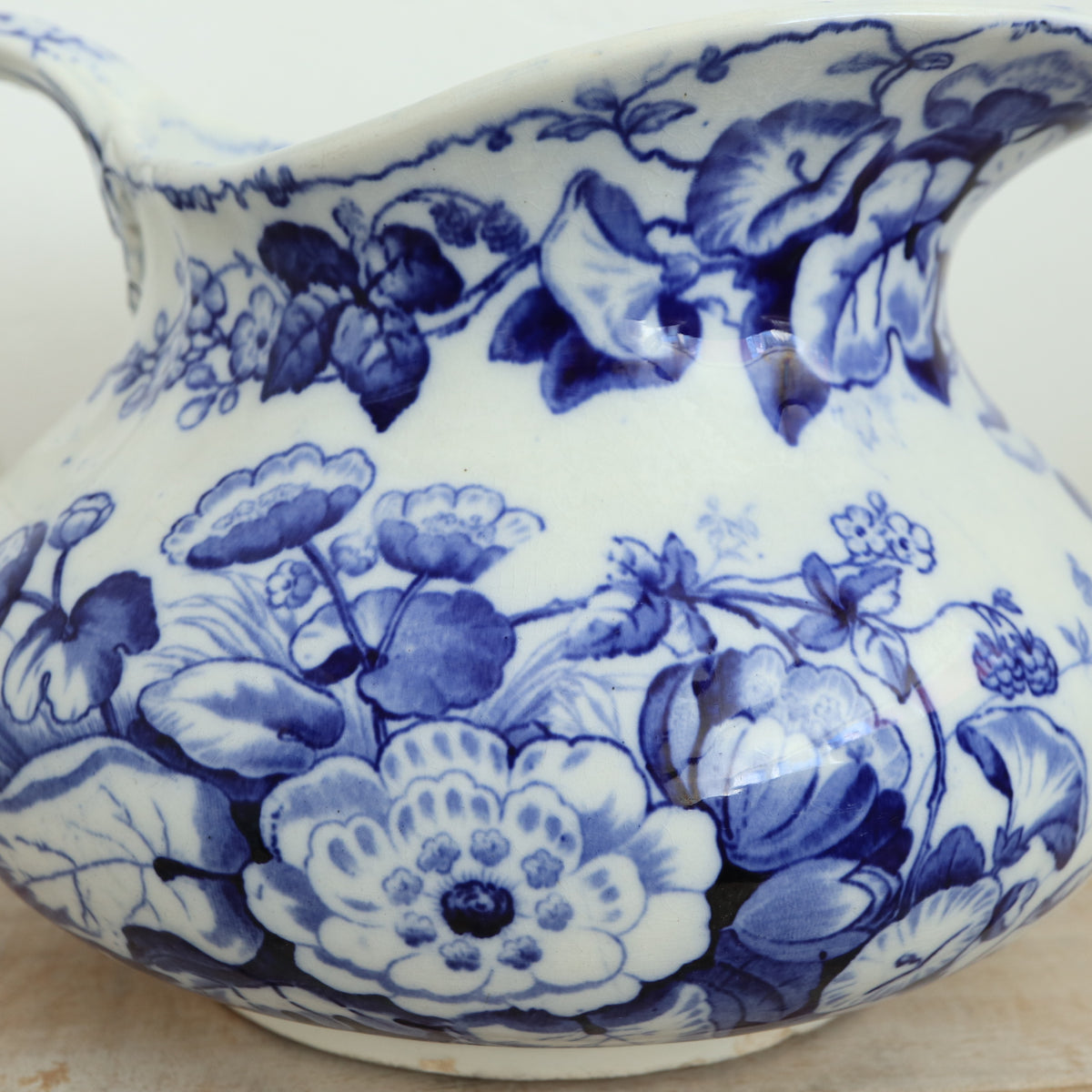 アンティーク ピシェ FLORA フランス クレイユモントロー製 Creil Montereau
