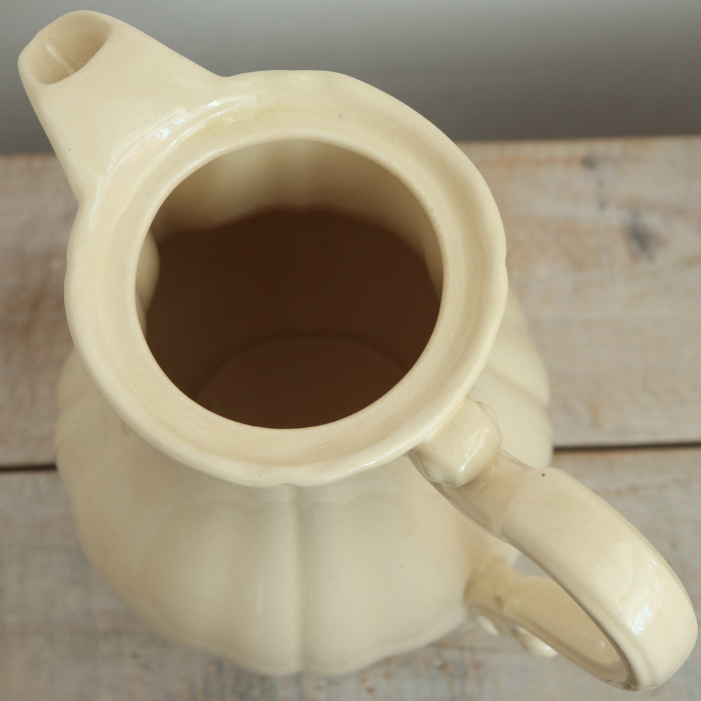 アンティーク コーヒーポット 花リム Ivoire フランス サルグミンヌ製 Sarreguemines