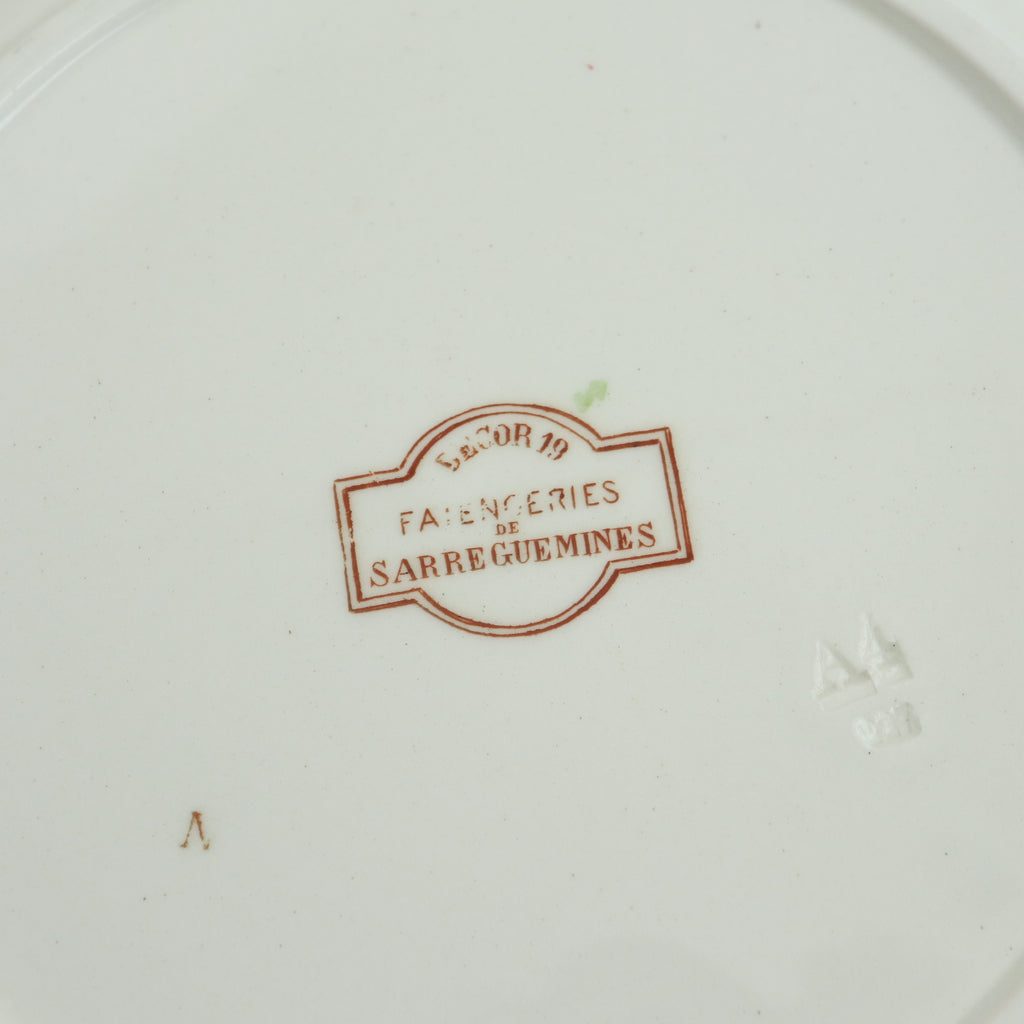 アンティークプレート デコール19 平皿 DECOR19 フランス サルグミンヌ製 FAIENCERIES SARREGUEMINES