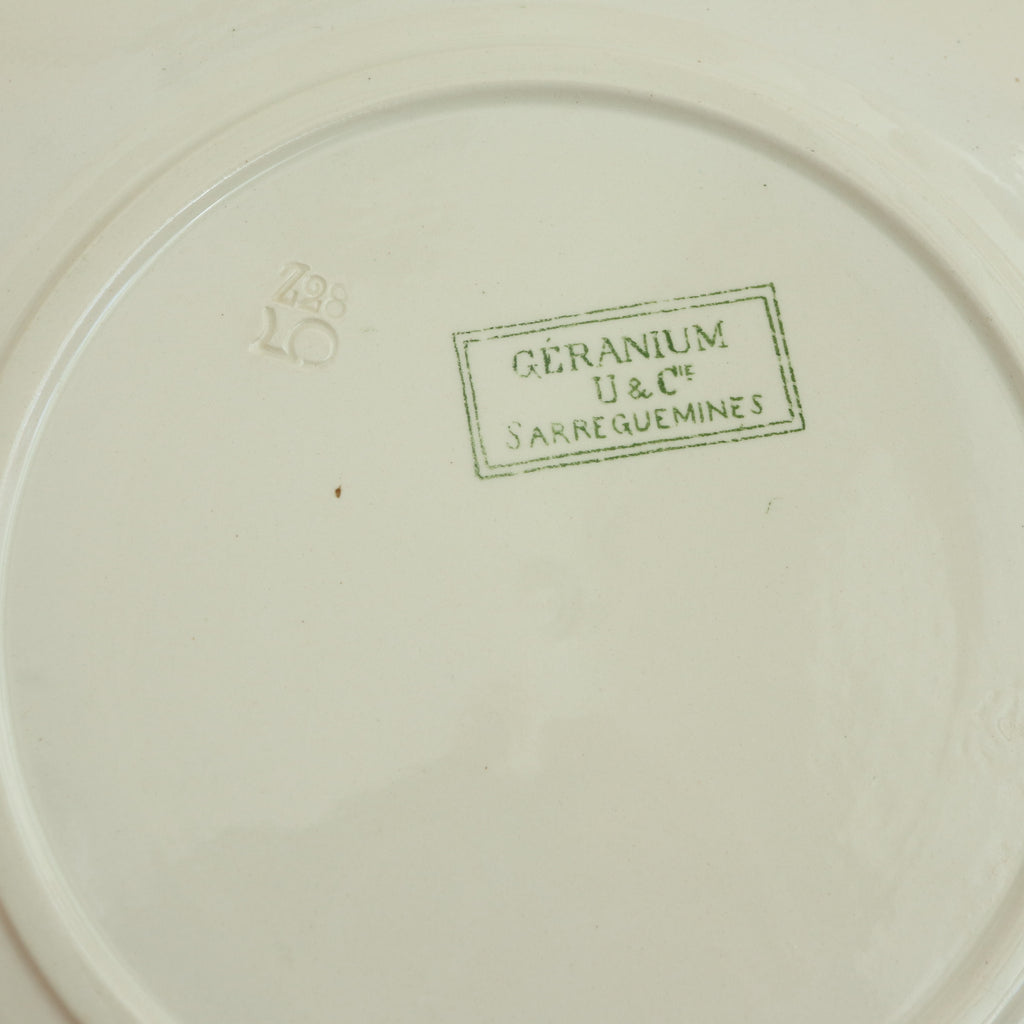 アンティークプレート ゼラニウム デザート皿 GERANIUM フランス サルグミンヌ製 U&C SARREGUEMINES