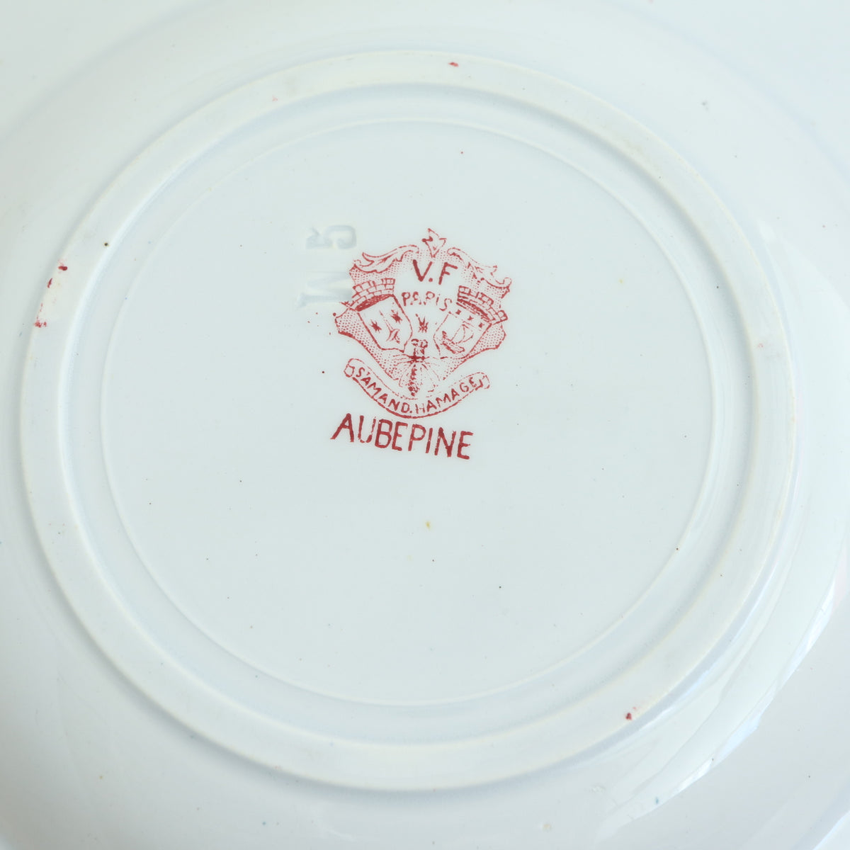 アンティーク プレート 深皿 セイヨウサンザシ AUBEPINE フランス サンタマン製 SAINT AMAND HAMAG