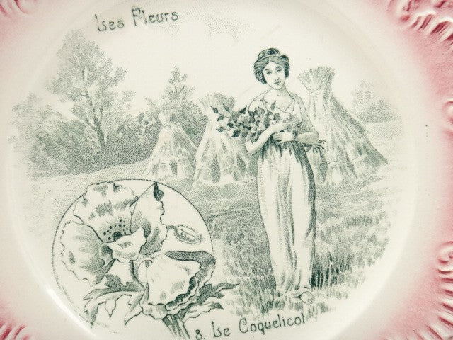 アンティーク皿 Les Fleurs No8 Le Coquelicot DIGOIN et SARREGUEMINES製