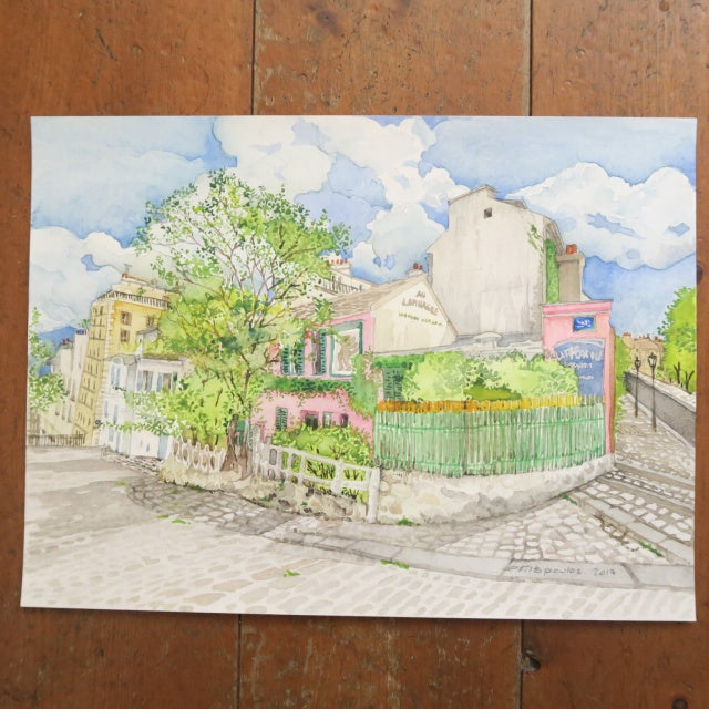 水彩画 モンマルトル ラパン・アジル by Pascale