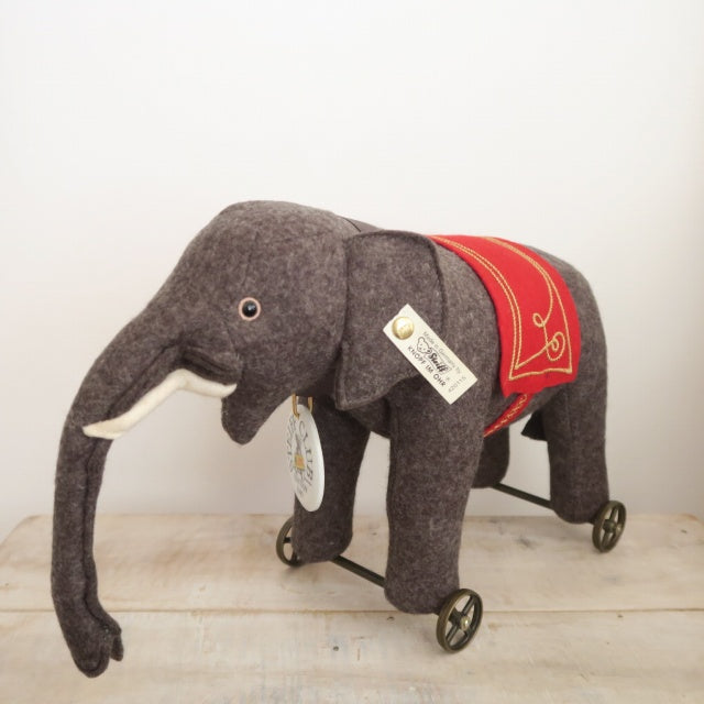 シュタイフ フェルト エレファント オン ホイール 1914 Steiff GREY 22cm