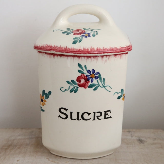 アンティーク キャニスター SUCRE 砂糖 フランス サルグミンヌ製 DIEPPE SARREGUEMINES