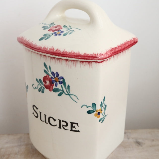 アンティーク キャニスター SUCRE 砂糖 フランス サルグミンヌ製 DIEPPE SARREGUEMINES