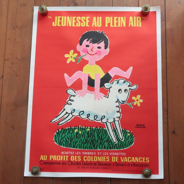 ヴィンテージビュバー　エルヴェ・モルヴァン エルベ モルバン ビンテージポスター 1966年 Jeunesse au plein air