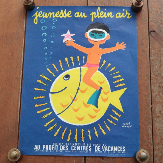エルベ モルバン ビンテージポスター Jeunesse au plein air 1975年 Herve Morvan