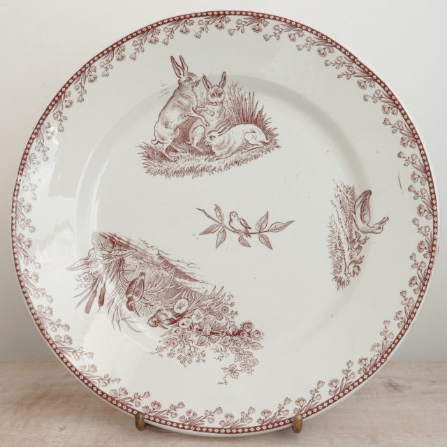 アンティークプレート 皿 CHASSE フランス ペクソンヌ製 PEXONNE Fenal Freres