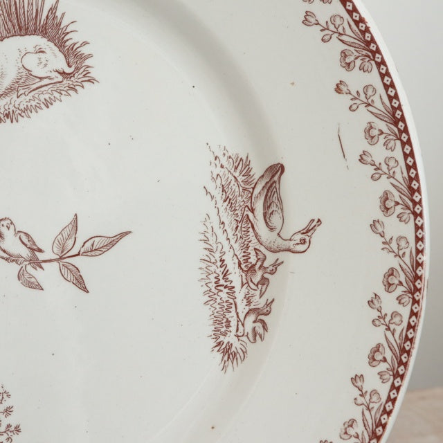アンティークプレート 皿 CHASSE フランス ペクソンヌ製 PEXONNE Fenal Freres