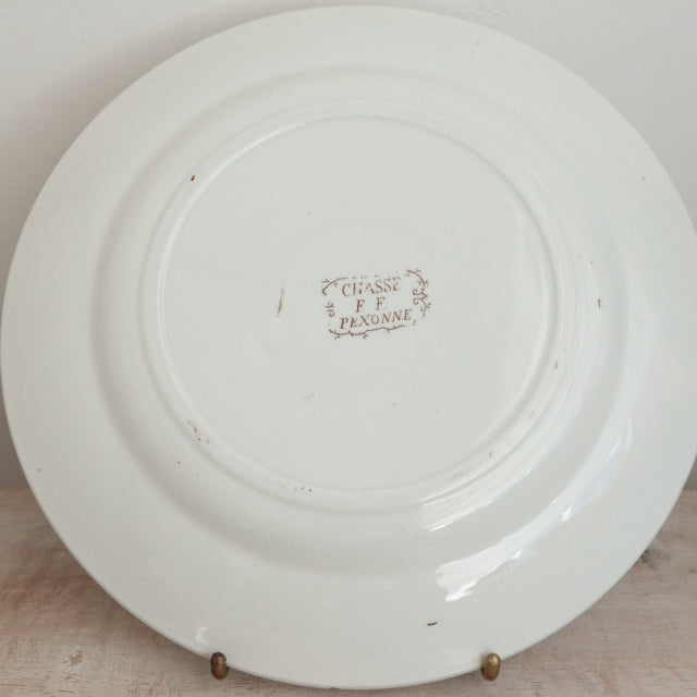アンティークプレート 皿 CHASSE フランス ペクソンヌ製 PEXONNE Fenal Freres