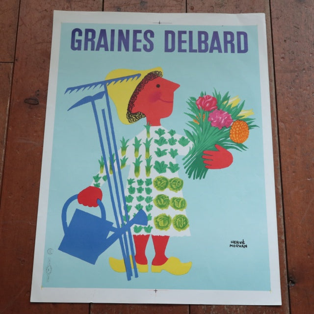 エルベ・モルバン ビンテージポスター GRAINES DELBARD Herve Morvan 1957年