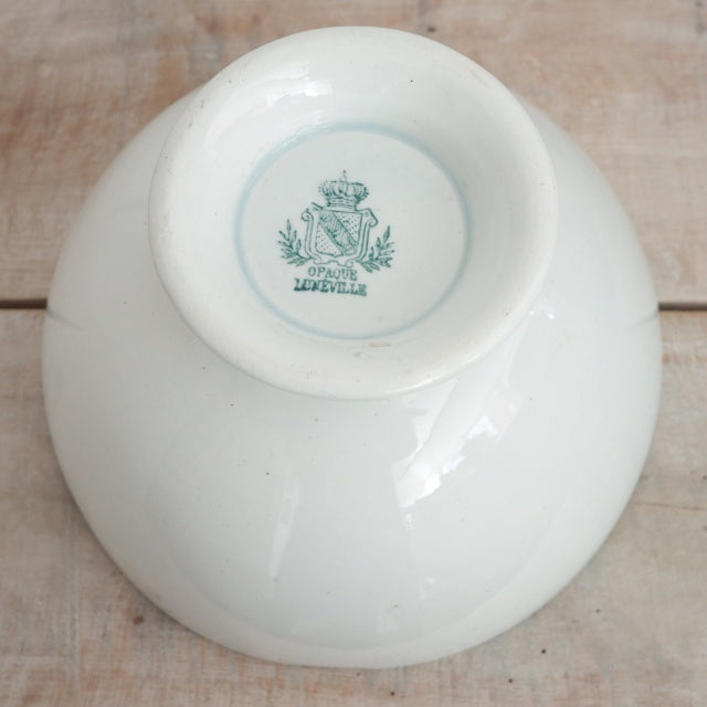 アンティーク カフェオレボウル 白 フランス リュネヴィル製 OPAQUE LUNEVILLE
