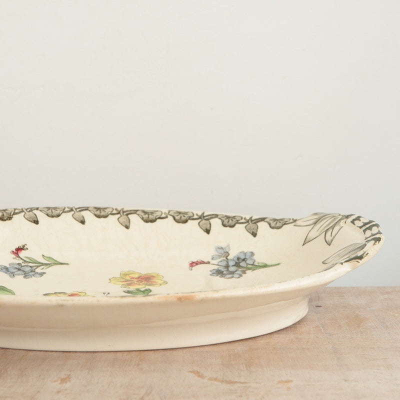 アンティーク ラヴィエ オーバル皿 MESA フランス サルグミンヌ製 U&C SARREGUEMINES