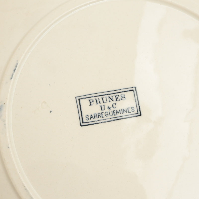 アンティークプレート PRUNES デザート皿 フランス サルグミンヌ製 U&C SARREGUEMINES