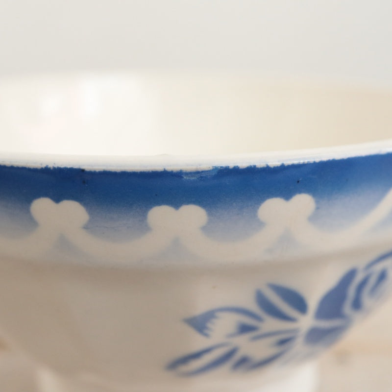 アンティーク プチ カフェオレボウル バラ ブルー フランス ディゴワン製 PATRISIA DIGOIN