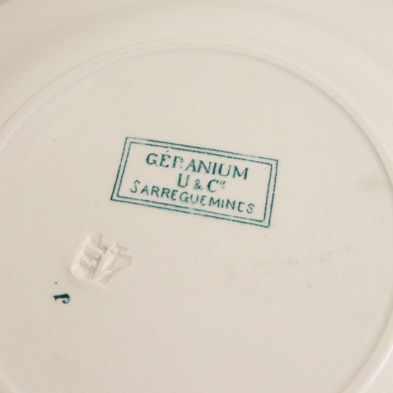 アンティークプレート ゼラニウム 深皿 GERANIUM フランス サルグミンヌ製 U&C SARREGUEMINES