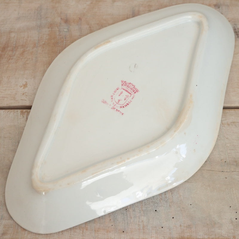 アンティーク ラヴィエ ブールドネージュ オーバル皿 BOULE DE NEIGE フランス サンタマン製 SAINT AMAND HAMAGE