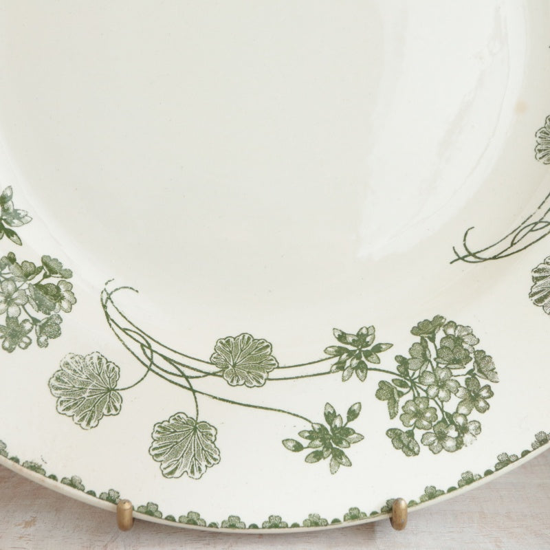 アンティークプレート ゼラニウム 大皿 GERANIUM フランス サルグミンヌ製 U&C SARREGUEMINES