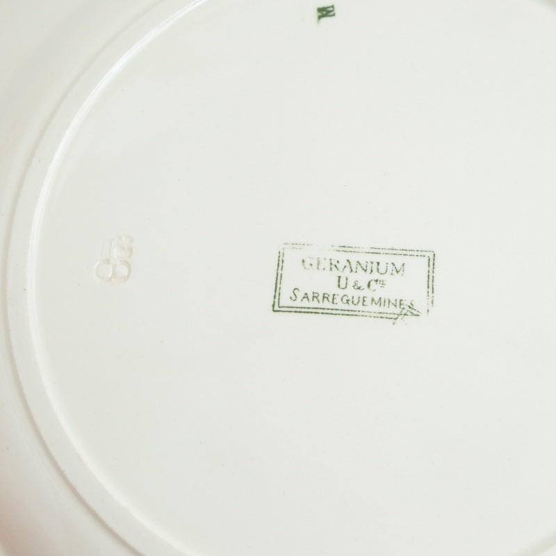 アンティークプレート ゼラニウム 大皿 GERANIUM フランス サルグミンヌ製 U&C SARREGUEMINES