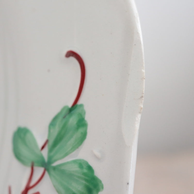 アンティークプレート デザート皿 イチゴ FRAISE フランス クレイユモントロー製 Creil Montereau