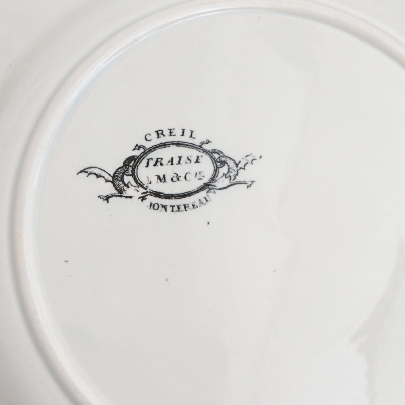 アンティークプレート デザート皿 イチゴ FRAISE フランス クレイユモントロー製 Creil Montereau
