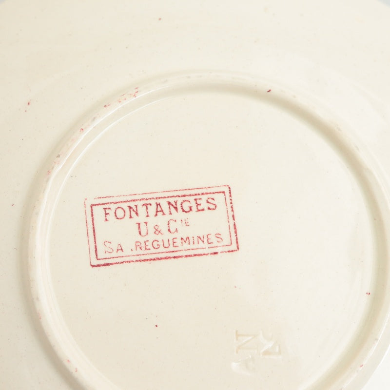 アンティーク プレート フォンタンジュ デザート皿 レリーフ フランス サルグミンヌ製 FONTANGES SARREGUEMINES