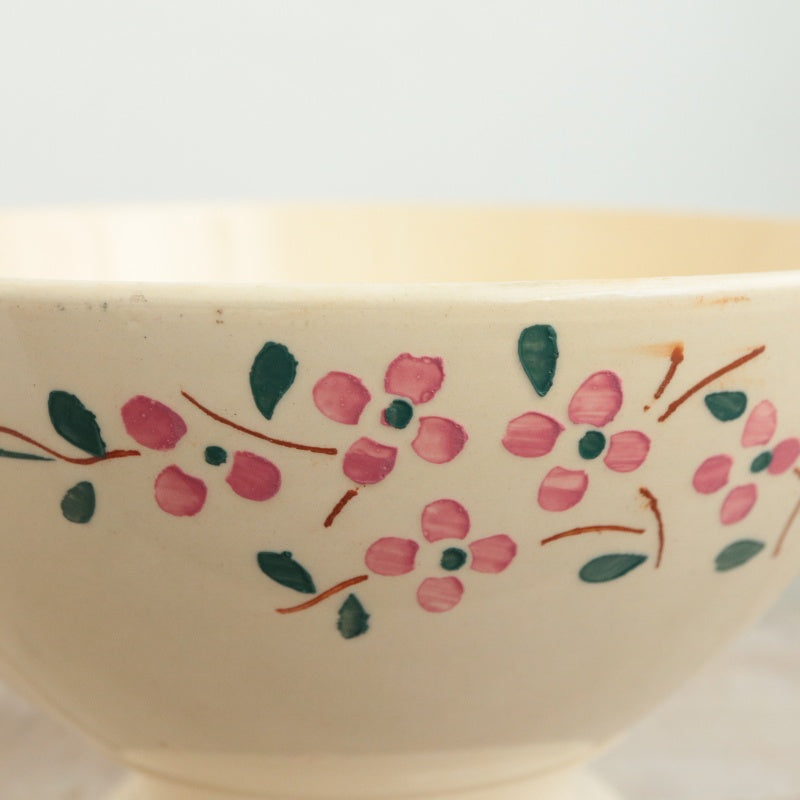 アンティーク カフェオレボウル 花のステンシル フランス リュネヴィル製 K&G LUNEVILLE
