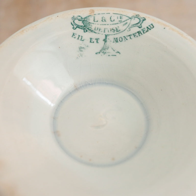 アンティーク カフェオレボウル フルーツ フランス クレイユモントロー製 Creil Montereau