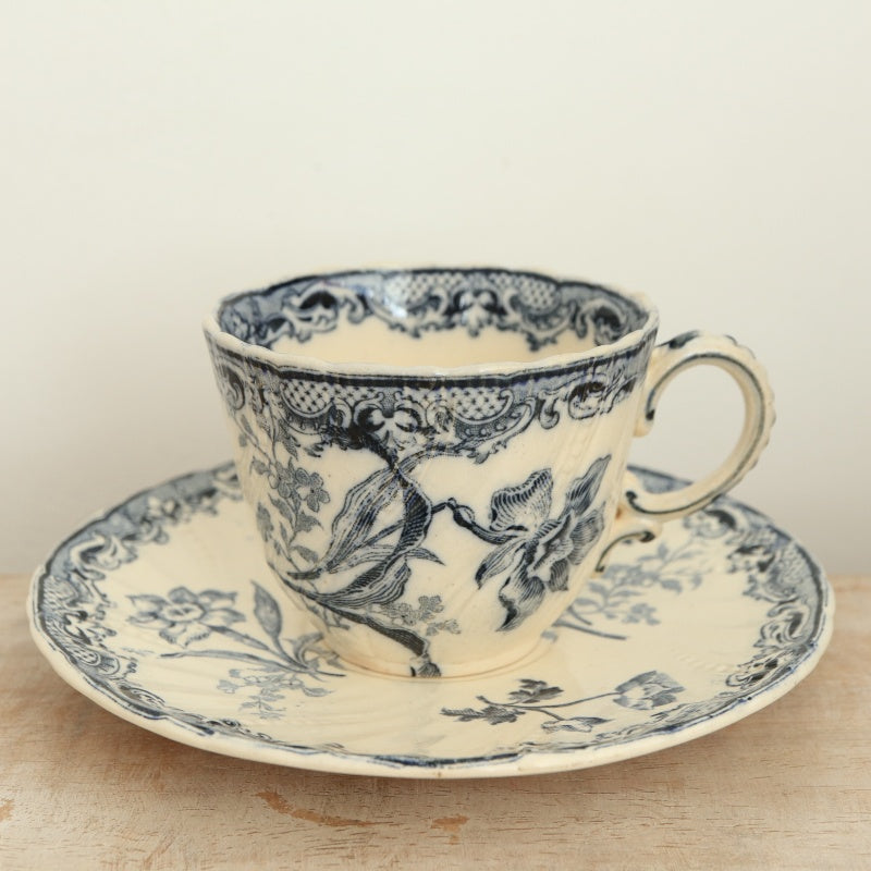 アンティーク コーヒーカップ＆ソーサー フォンタンジュ フランス サルグミンヌ製 FONTANGES U&C SARREGUEMINES