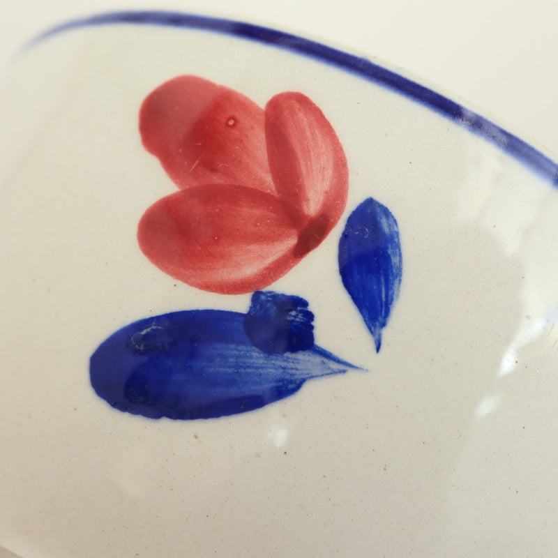 アンティーク カフェオレボウル 花 ハンドペイント フランス リュネヴィル製 K&G LUNEVILLE