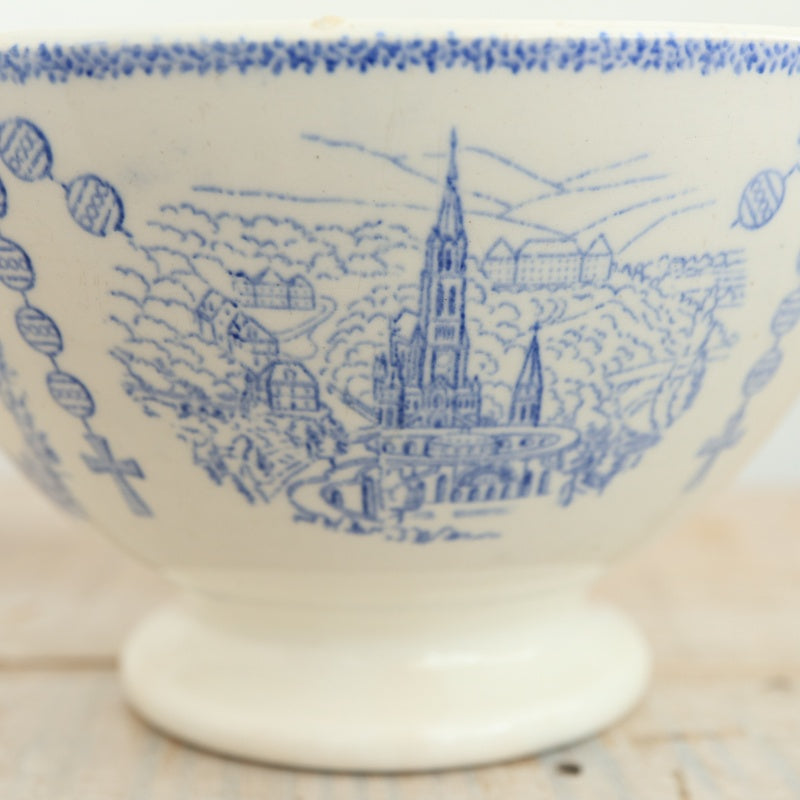アンティーク カフェオレボウル ルルド SOUVENIR DE LOURDES フランス サルグミンヌ製 Digoin & Sarreguemines