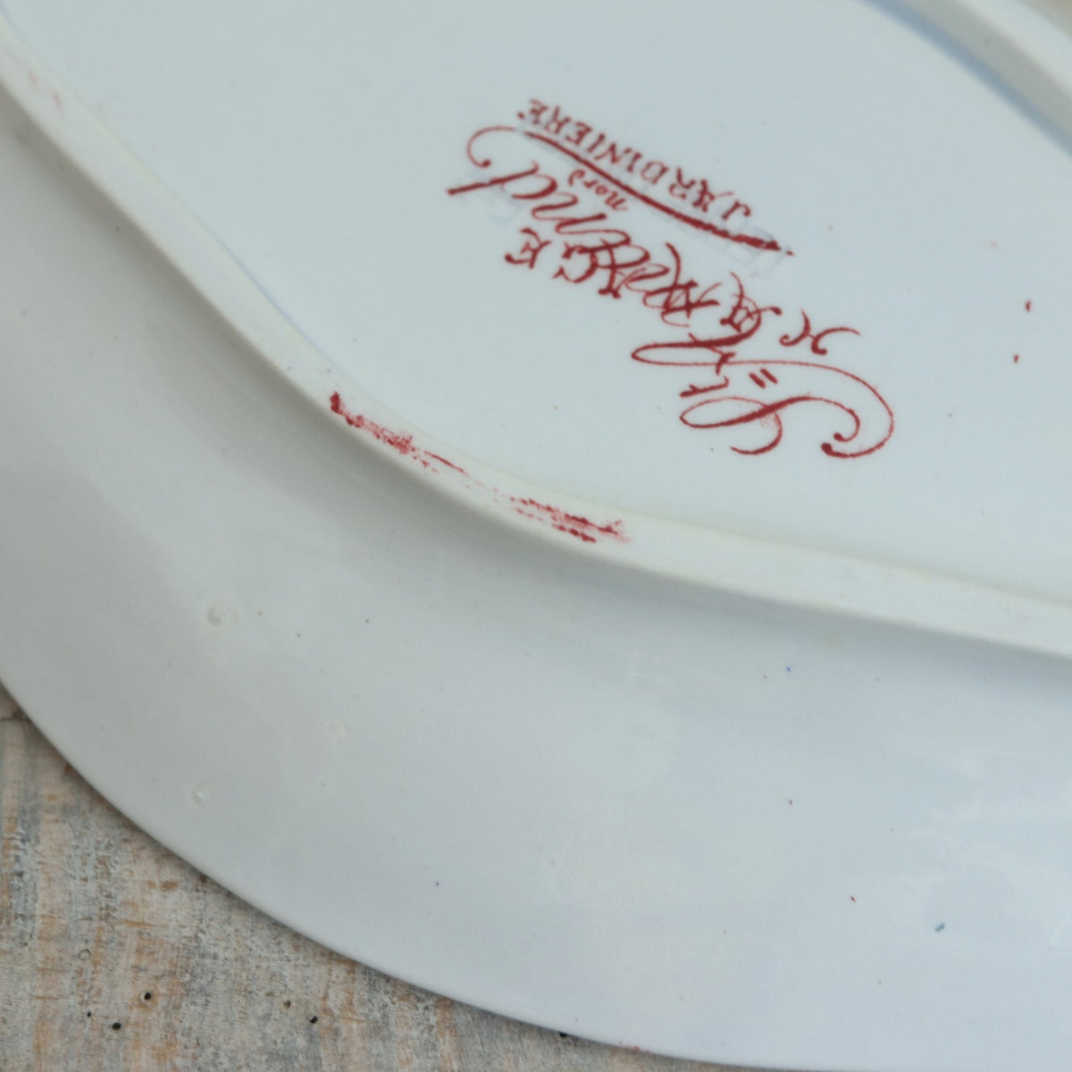 アンティーク ラヴィエ オーバル皿 JARDINIERE フランス サンタマン製 SAINT AMAND HAMAGE