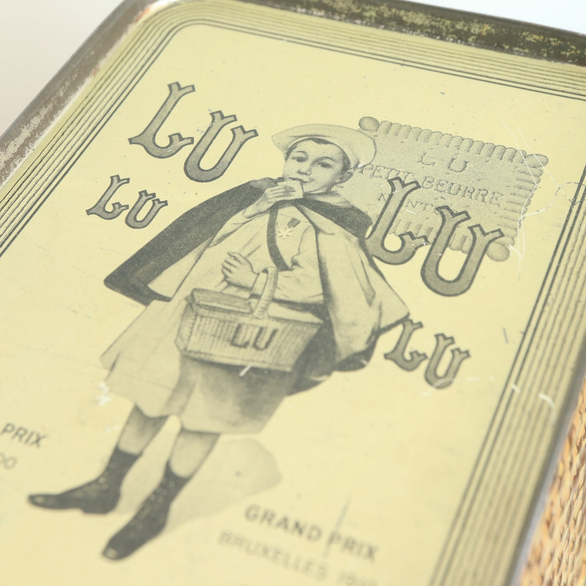 LU ビスケット アンティーク バスケット 缶 LEFEVRE-UTILE 1930