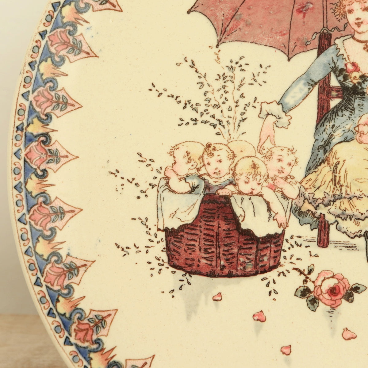 アンティークプレート 絵皿 Madame Printemps フランス サルグミンヌ製 U&C SARREGUEMINES