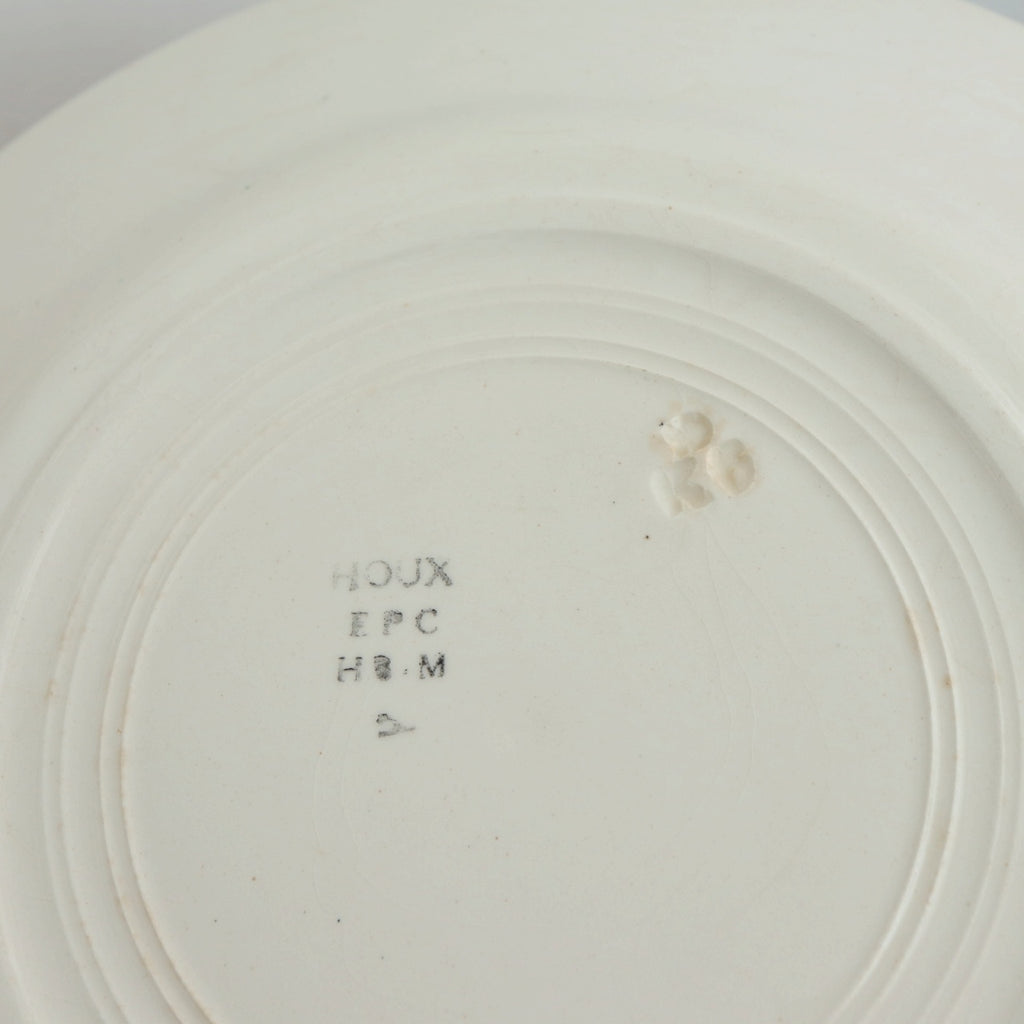アンティーク プレート 皿 ヒイラギ HOUX フランス クレイユモントロー製 Creil Montereau