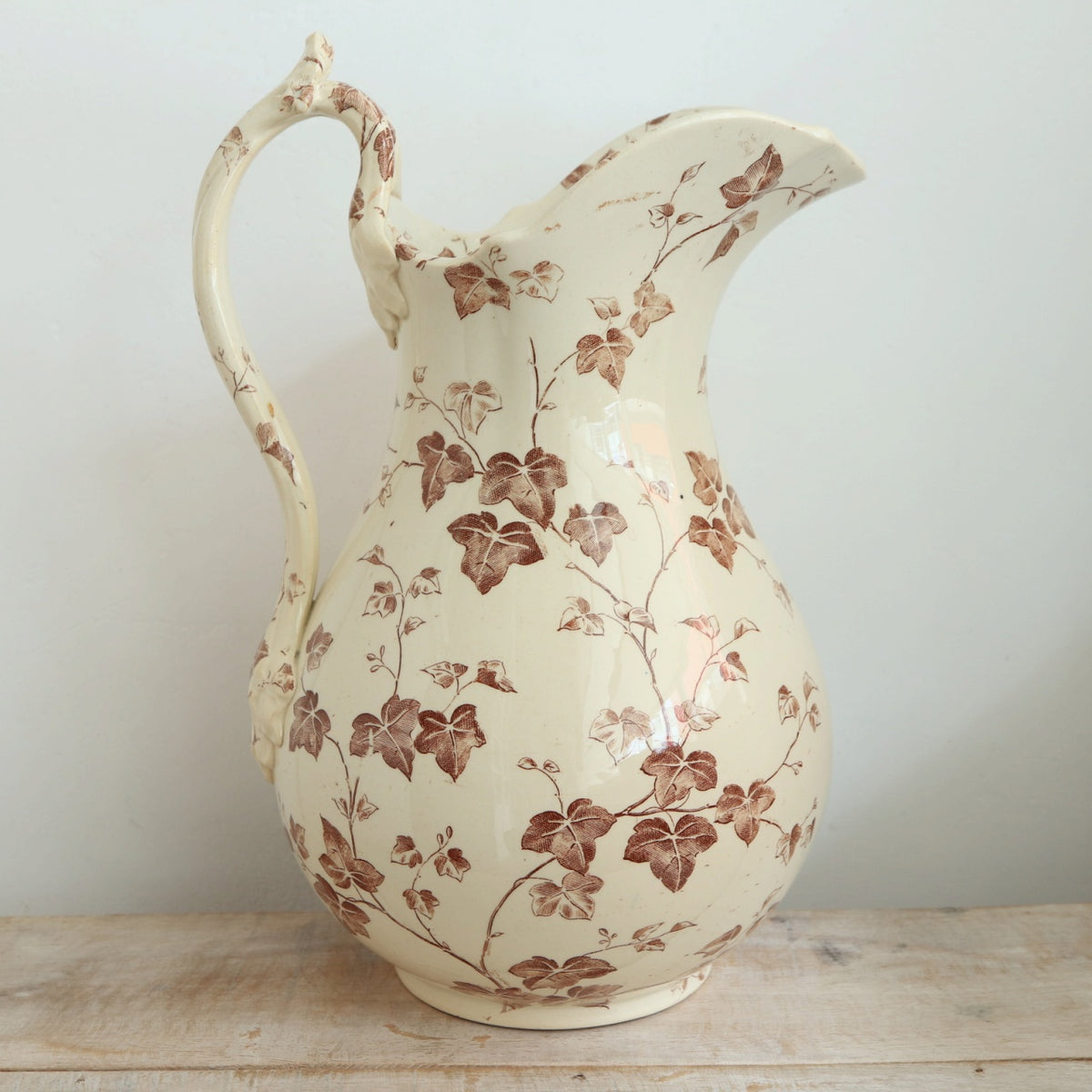 アンティーク ピシェ アイビー FLORA クレイユモントロー製 B&C Creil Montereau