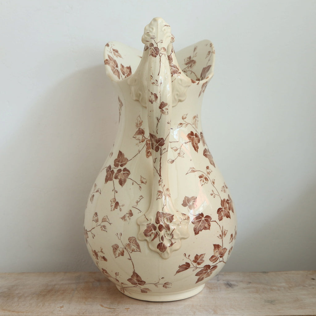アンティーク ピシェ アイビー FLORA クレイユモントロー製 B&C Creil Montereau