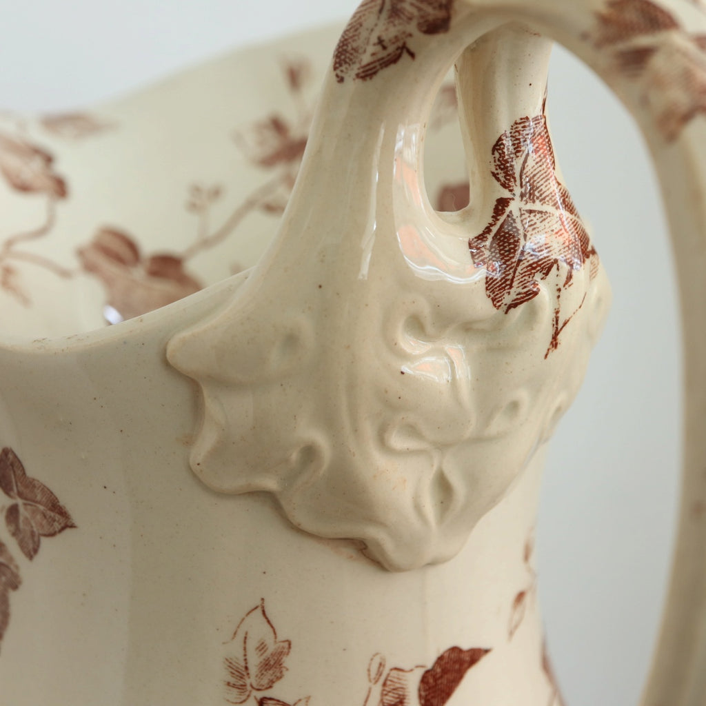 アンティーク ピシェ アイビー FLORA クレイユモントロー製 B&C Creil Montereau