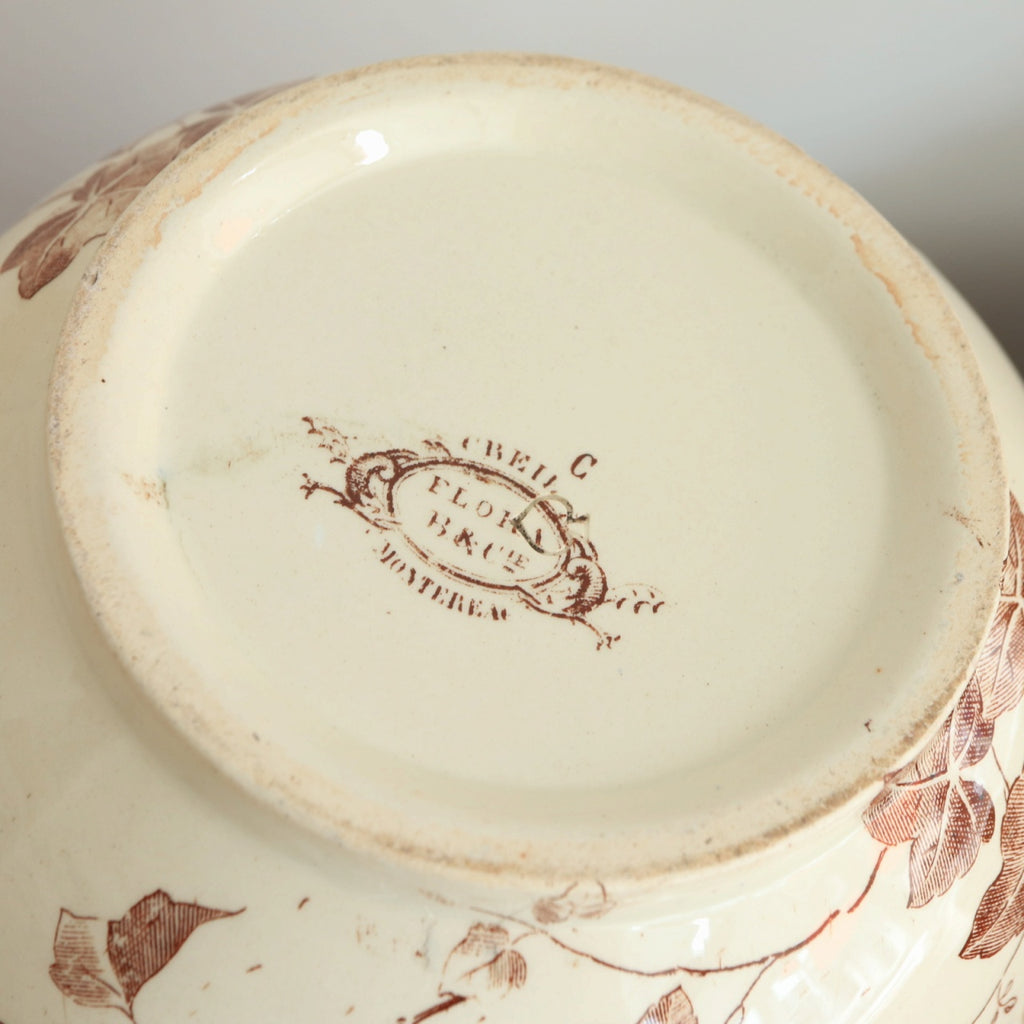 アンティーク ピシェ アイビー FLORA クレイユモントロー製 B&C Creil Montereau
