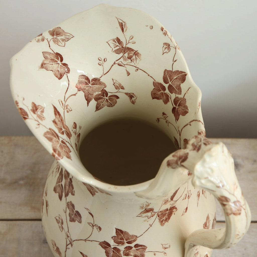 アンティーク ピシェ アイビー FLORA クレイユモントロー製 B&C Creil Montereau