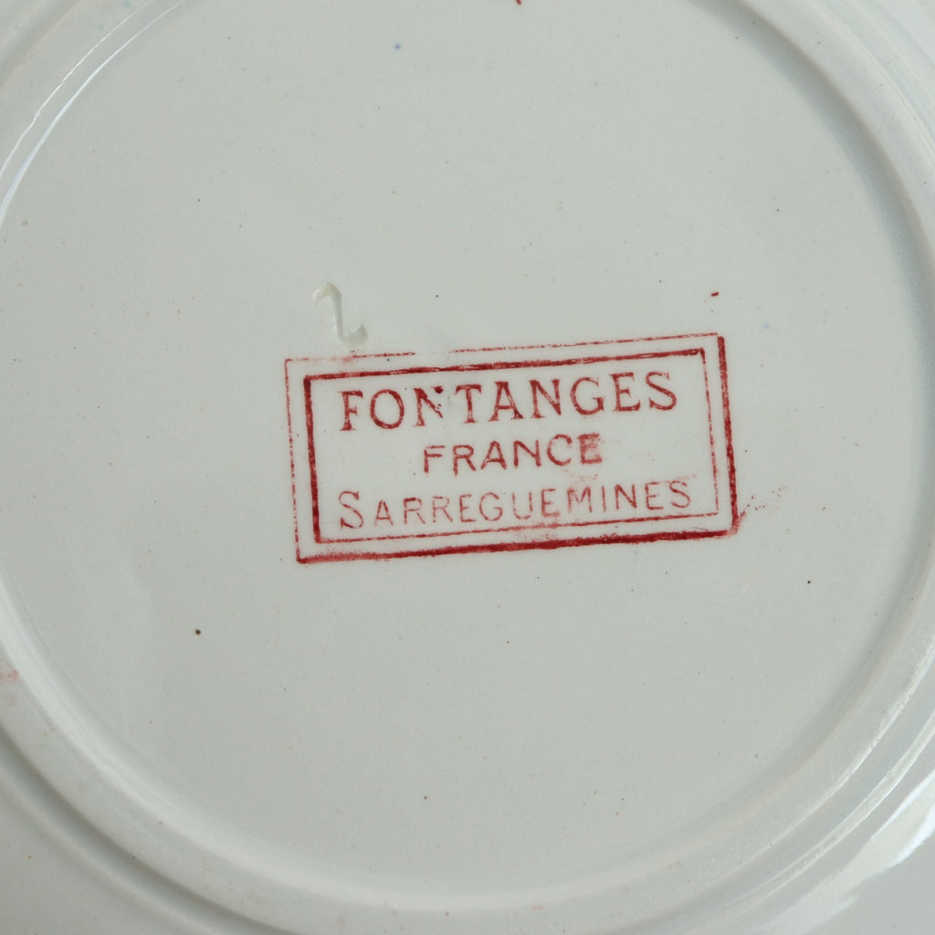 アンティークプレート フォンタンジュ ソーサー 小皿  フランス サルグミンヌ製 FONTANGES SARREGUEMINES