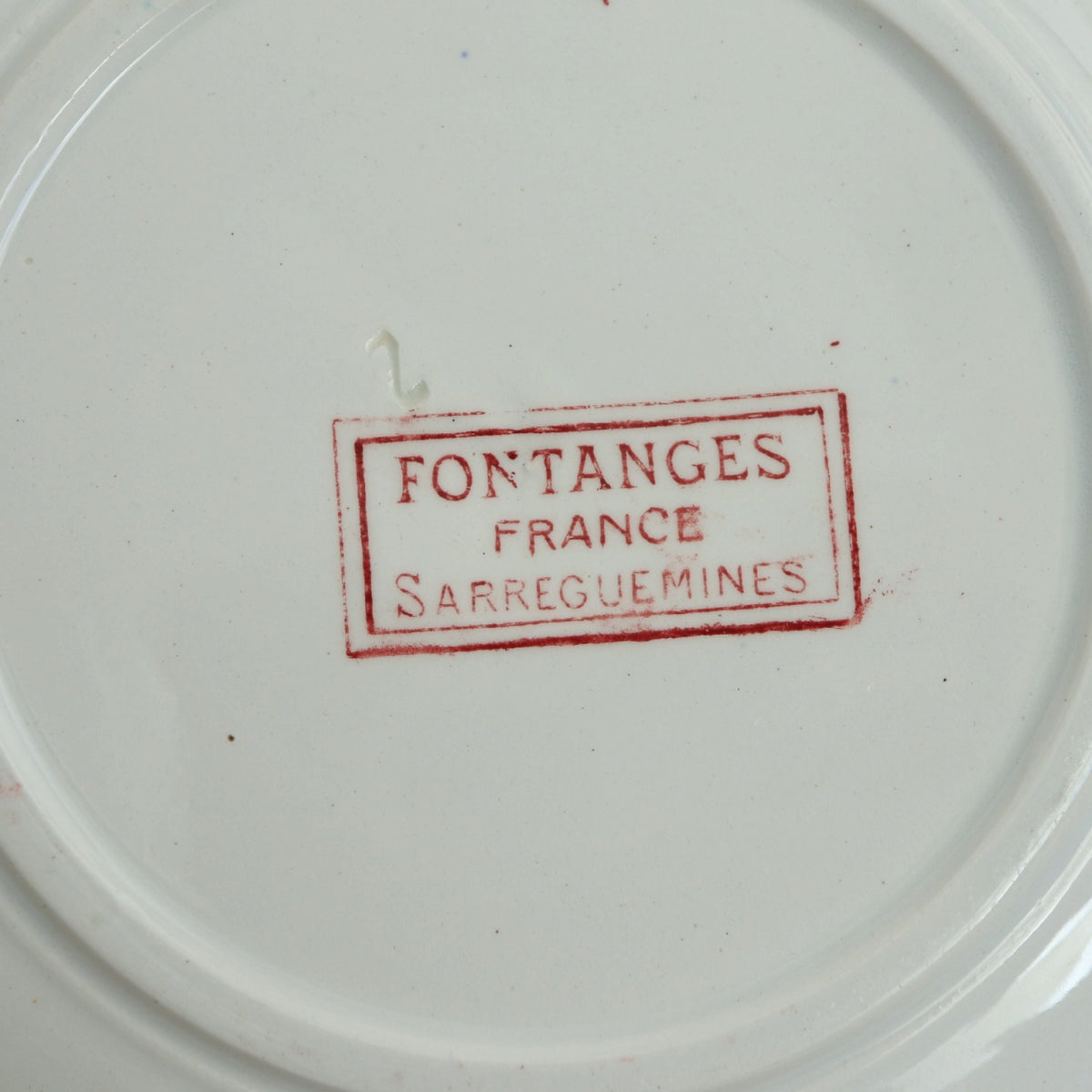 アンティークプレート フォンタンジュ ソーサー 小皿  フランス サルグミンヌ製 FONTANGES SARREGUEMINES